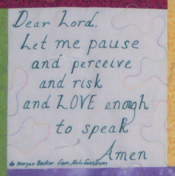 Block by Aleta, a prayer.